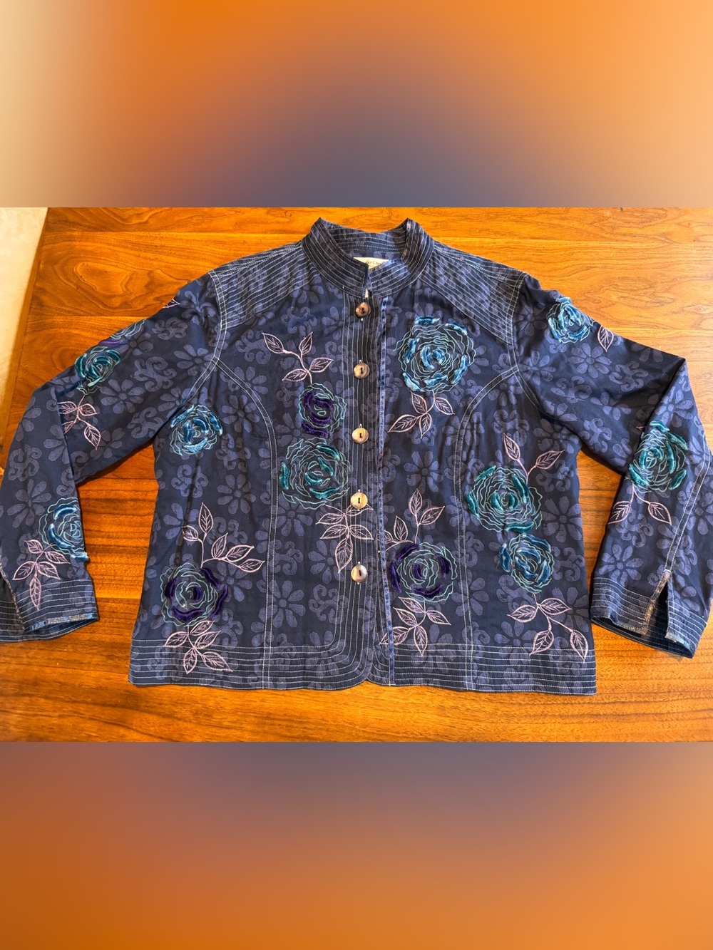 Coldwater Creek Lightweight Embroidered Batik Eastern Style Jacket in EUC Sz M P